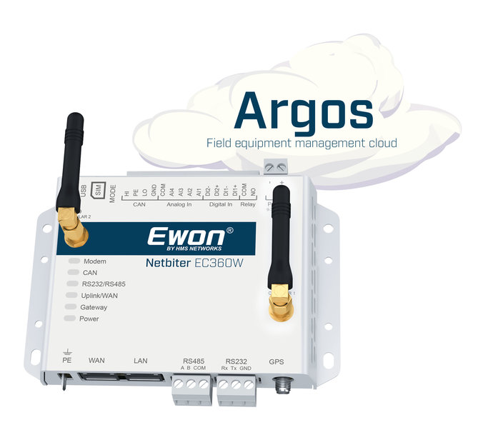 Ewon Netbiter EC360W, 개선된 Argos 클라우드 인터페이스와 새로운 모바일 앱 지원